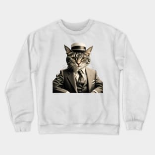 Vintage 1940s Mobster Cat Crewneck Sweatshirt